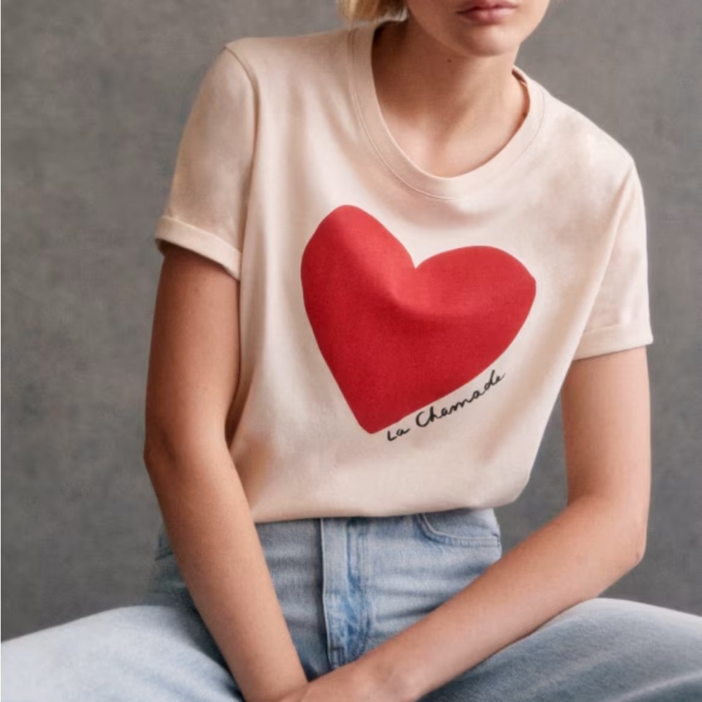 Sezane La Chamade Red Heart Tee